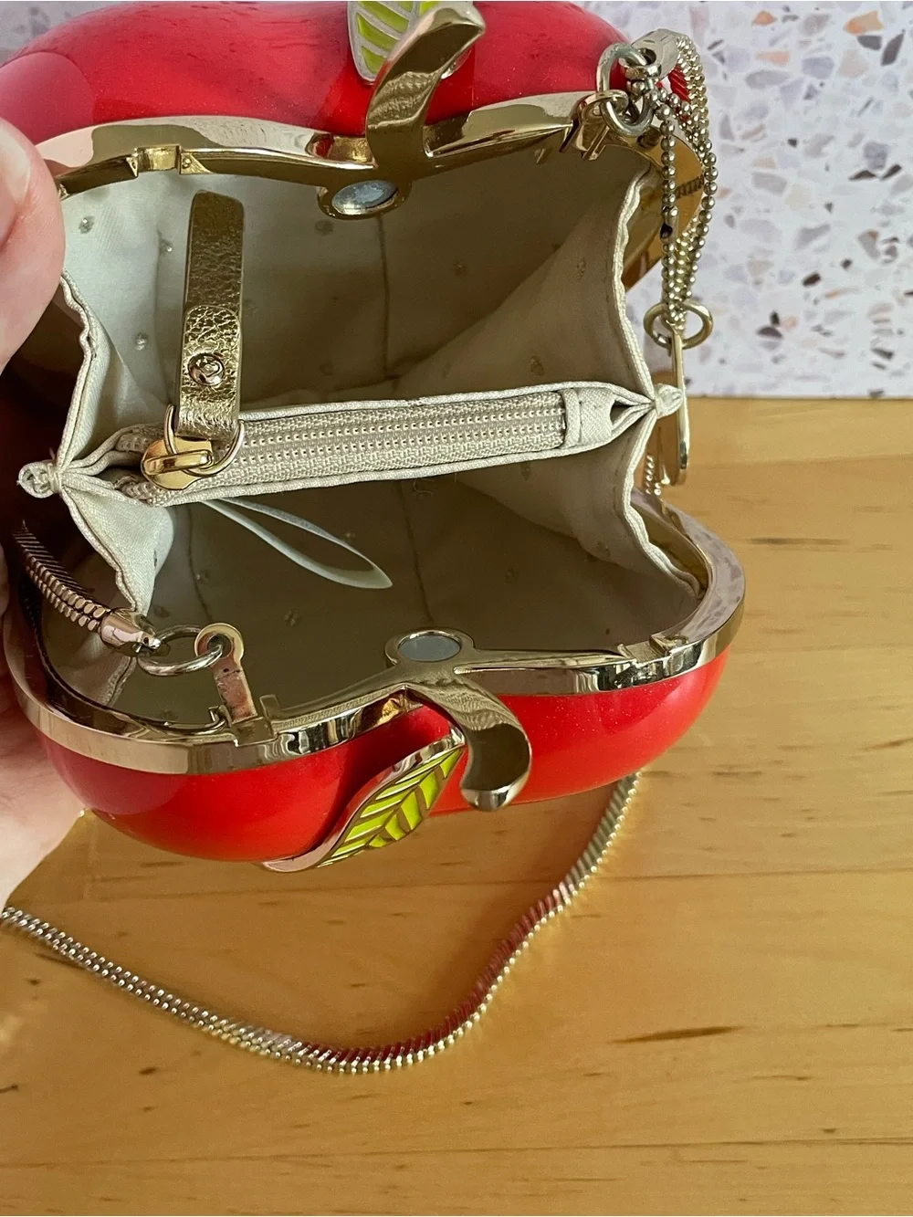 kate spade “Far From The Tree” 3D Apple Resin Clutch & Crossbody